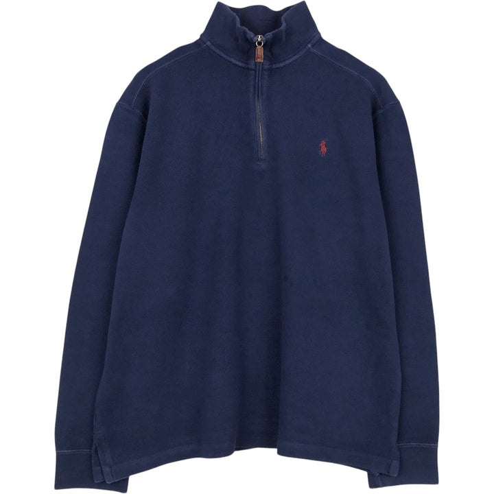 Ralph Lauren POLO by Ralph Lauren Half-Zip Sweatshirt, Men's Size L cotton navy blue type Vintage Second Hand