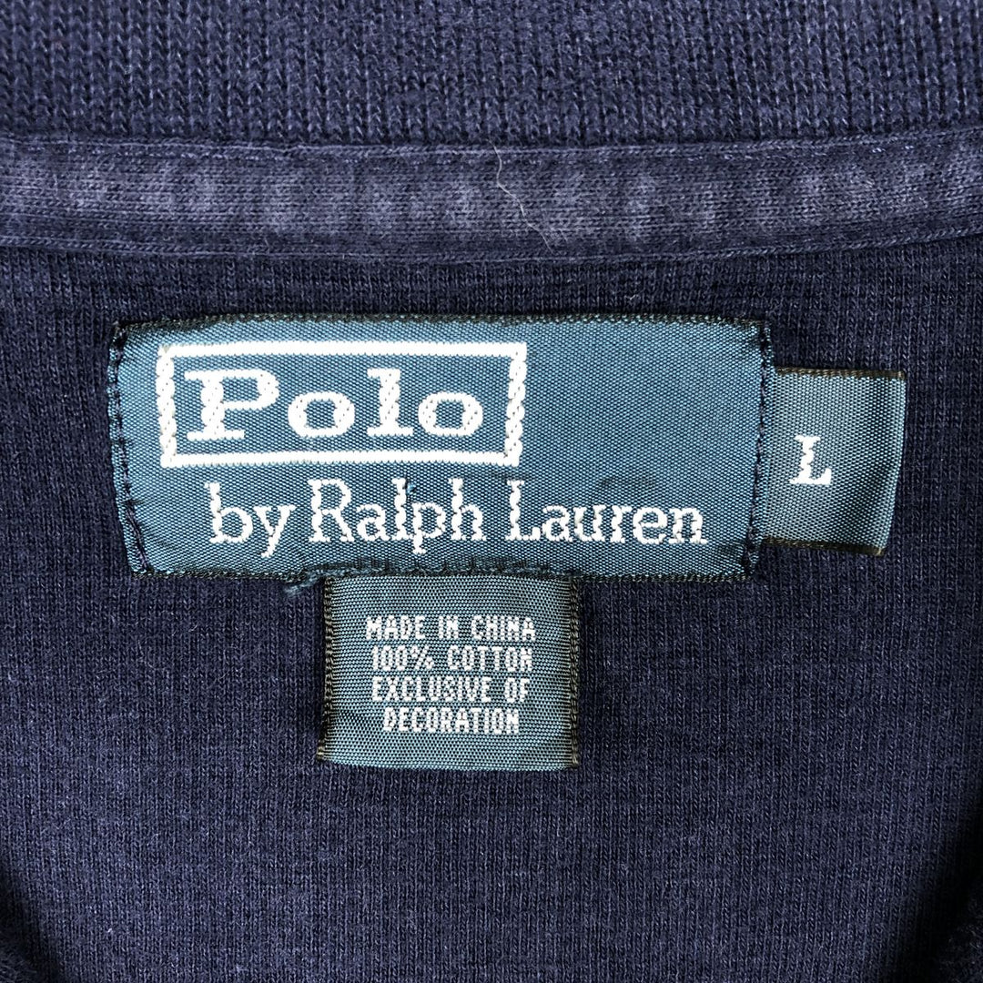 Ralph Lauren POLO by Ralph Lauren Half-Zip Sweatshirt, Men's Size L cotton navy blue type Vintage Second Hand