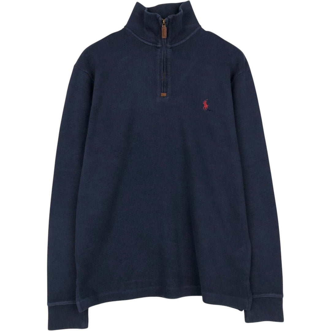 Ralph Lauren POLO RALPH LAUREN Half-zip sweatshirt, men's M size cotton navy blue type Vintage Second Hand