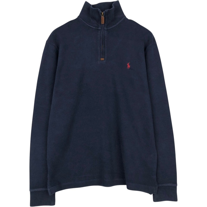 Ralph Lauren POLO RALPH LAUREN Half-zip sweatshirt, men's M size cotton navy blue type Vintage Second Hand