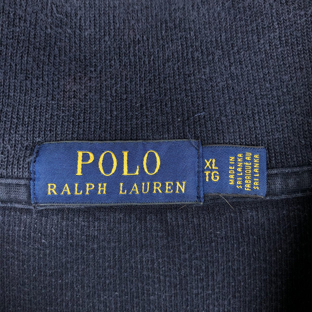 Ralph Lauren POLO RALPH LAUREN Half-Zip Sweatshirt, Men's XL cotton navy blue type Vintage Second Hand