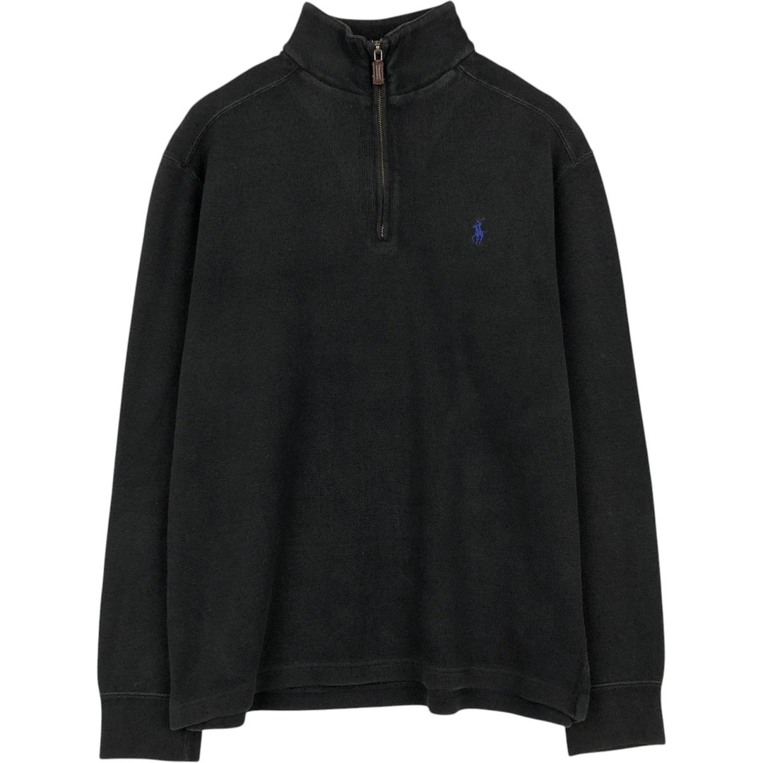 Ralph Lauren POLO by Ralph Lauren Half-Zip Sweatshirt, Men's M cotton black type Vintage Second Hand