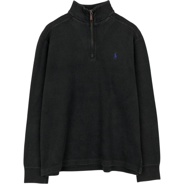 Ralph Lauren POLO by Ralph Lauren Half-Zip Sweatshirt, Men's M cotton black type Vintage Second Hand