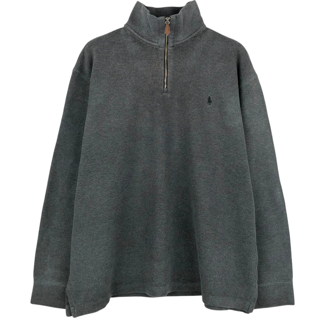 Ralph Lauren POLO by Ralph Lauren Half-Zip Sweatshirt, Men's XL cotton Charcoal Vintage Second Hand
