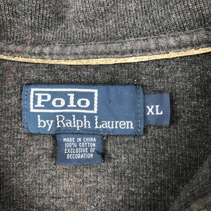 Ralph Lauren POLO by Ralph Lauren Half-Zip Sweatshirt, Men's XL cotton Charcoal Vintage Second Hand