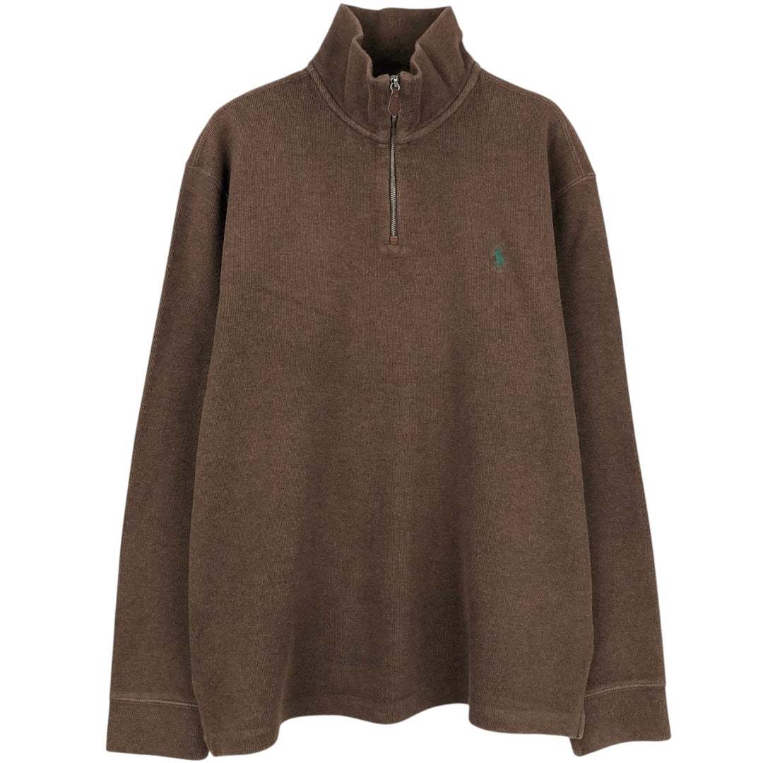Ralph Lauren POLO by Ralph Lauren Half-Zip Sweatshirt, Men's Size L cotton brown type Vintage Second Hand