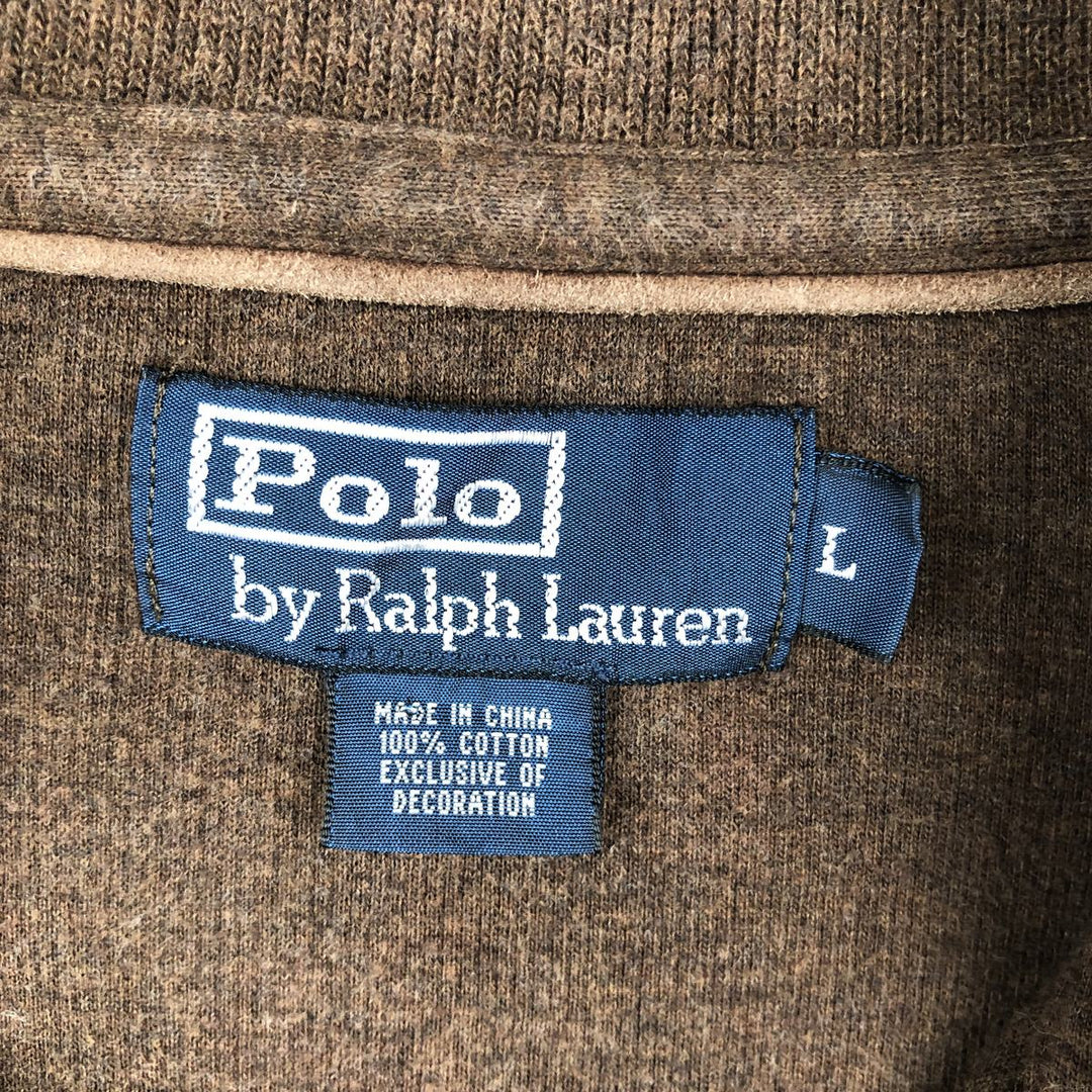 Ralph Lauren POLO by Ralph Lauren Half-Zip Sweatshirt, Men's Size L cotton brown type Vintage Second Hand