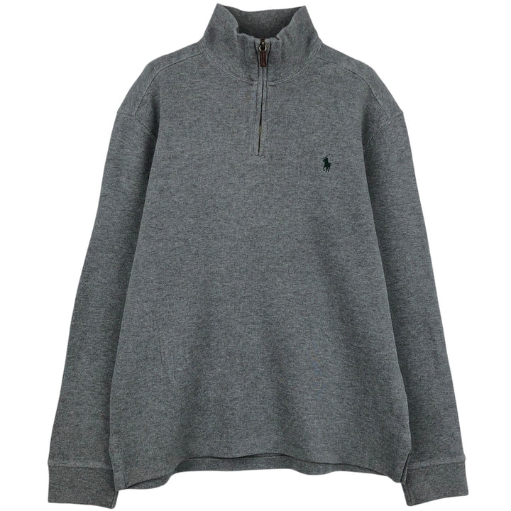 Ralph Lauren POLO by Ralph Lauren Half-Zip Sweatshirt, Men's M cotton gray type Vintage Second Hand