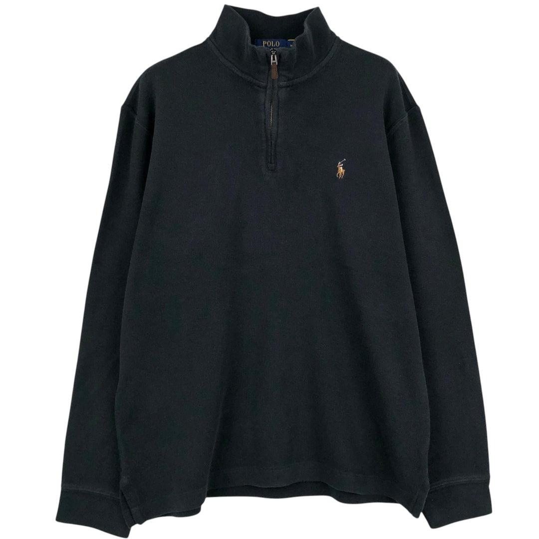 Ralph Lauren ESTATE RIB Half-Zip Sweatshirt (Men's Size M) unclear black type Vintage Second Hand