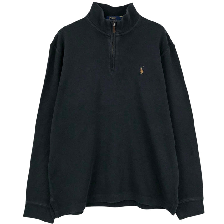 Ralph Lauren ESTATE RIB Half-Zip Sweatshirt (Men's Size M) unclear black type Vintage Second Hand