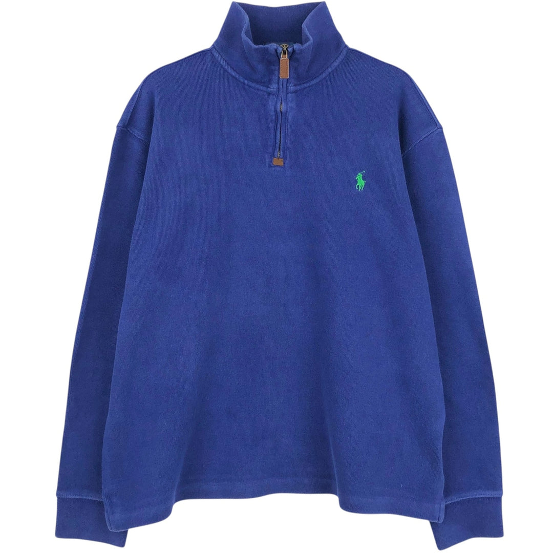 Ralph Lauren POLO RALPH LAUREN Half-zip sweatshirt, men's M size cotton blue type Vintage Second Hand