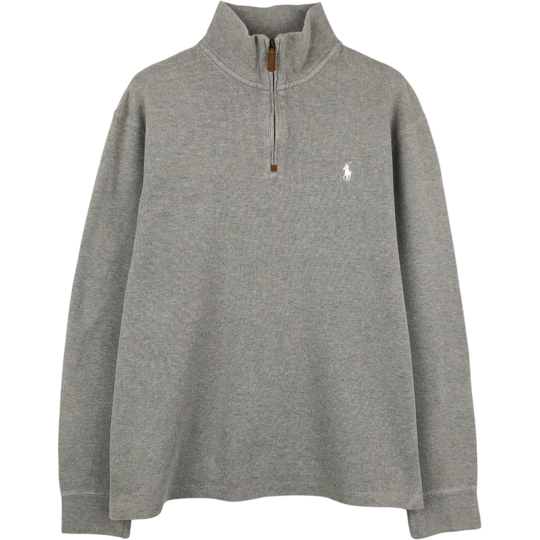 Ralph Lauren POLO by Ralph Lauren Half-Zip Sweatshirt, Men's M cotton gray type Vintage Second Hand