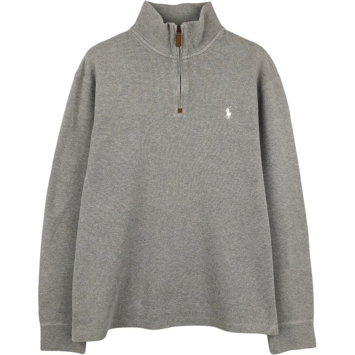 Ralph Lauren POLO by Ralph Lauren Half-Zip Sweatshirt, Men's M cotton gray type Vintage Second Hand