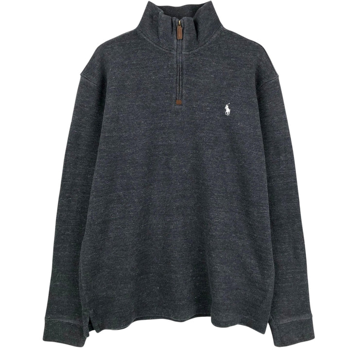 Ralph Lauren POLO RALPH LAUREN Half-zip sweatshirt, sweatshirt, men's size L cotton Charcoal Vintage Second Hand