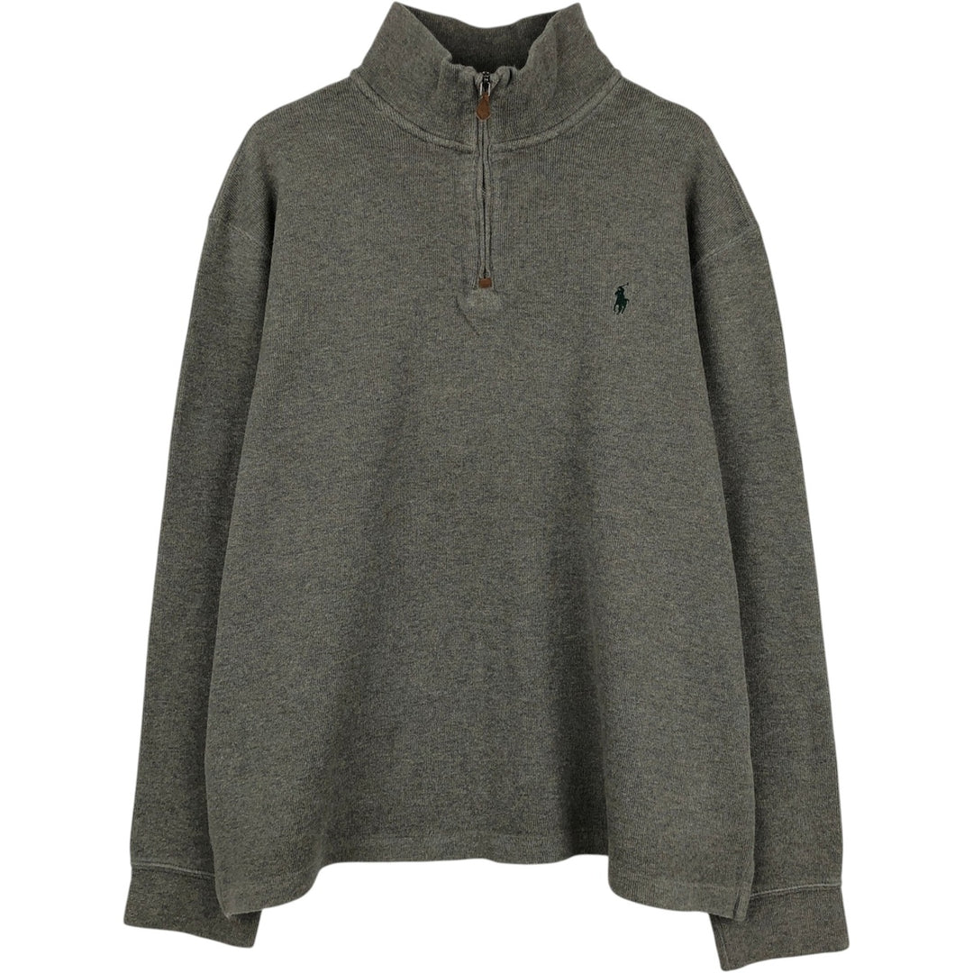 Ralph Lauren POLO by Ralph Lauren Half-Zip Sweatshirt, Men's XL cotton gray type Vintage Second Hand