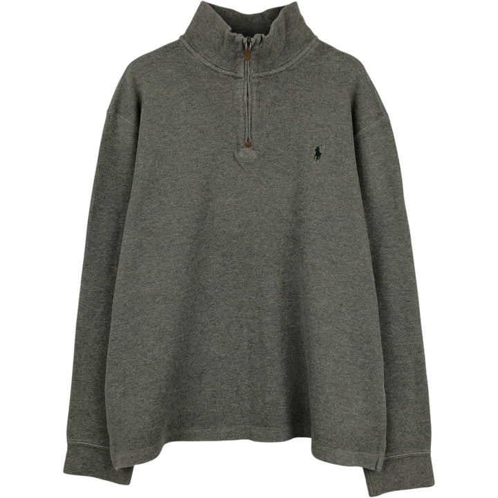 Ralph Lauren POLO by Ralph Lauren Half-Zip Sweatshirt, Men's XL cotton gray type Vintage Second Hand