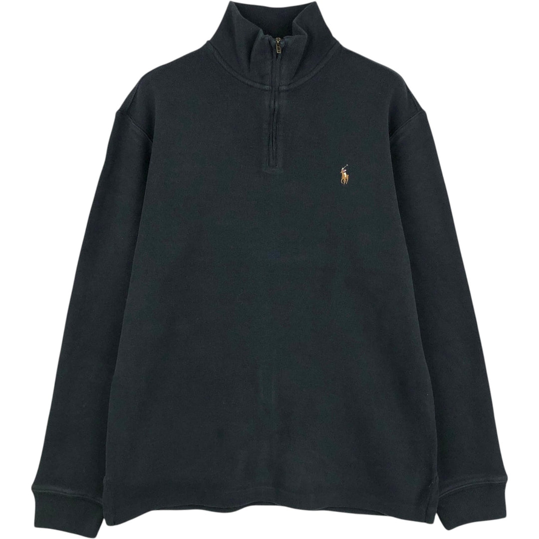 Ralph Lauren POLO RALPH LAUREN Half-zip sweatshirt, men's M size cotton black type Vintage Second Hand