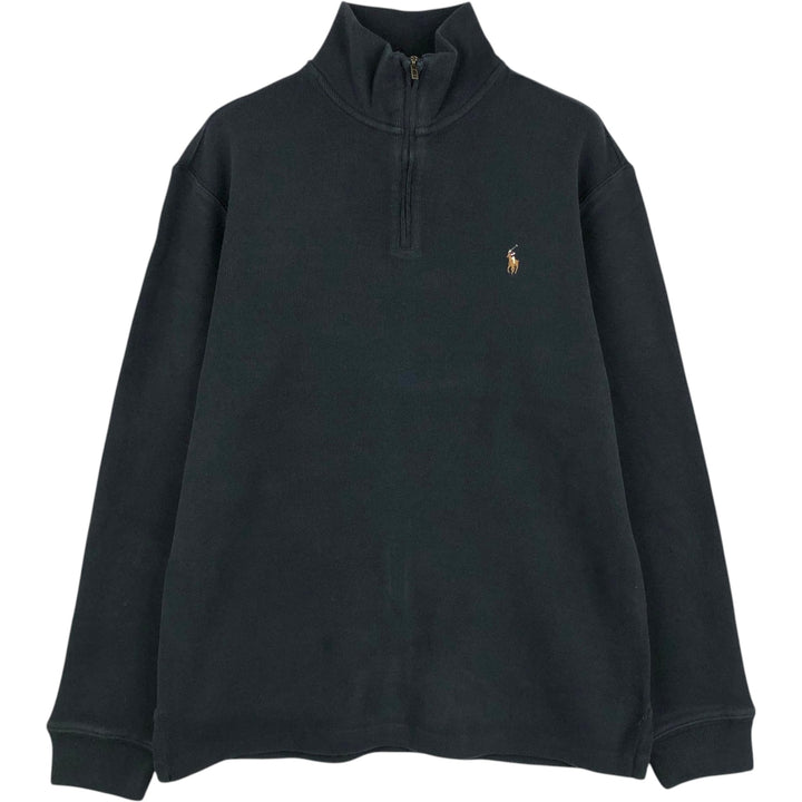 Ralph Lauren POLO RALPH LAUREN Half-zip sweatshirt, men's M size cotton black type Vintage Second Hand