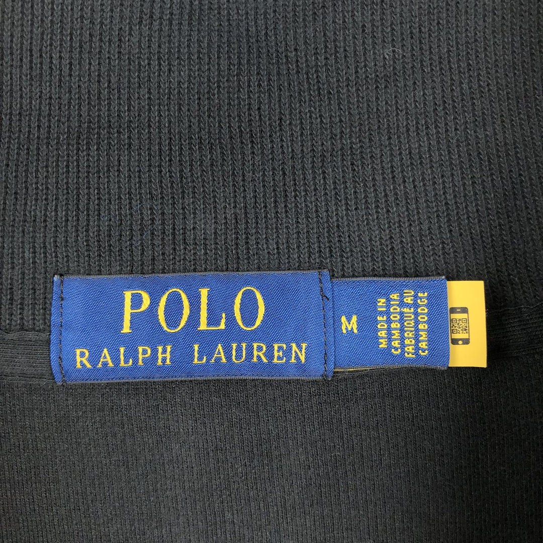 Ralph Lauren POLO RALPH LAUREN Half-zip sweatshirt, men's M size cotton black type Vintage Second Hand