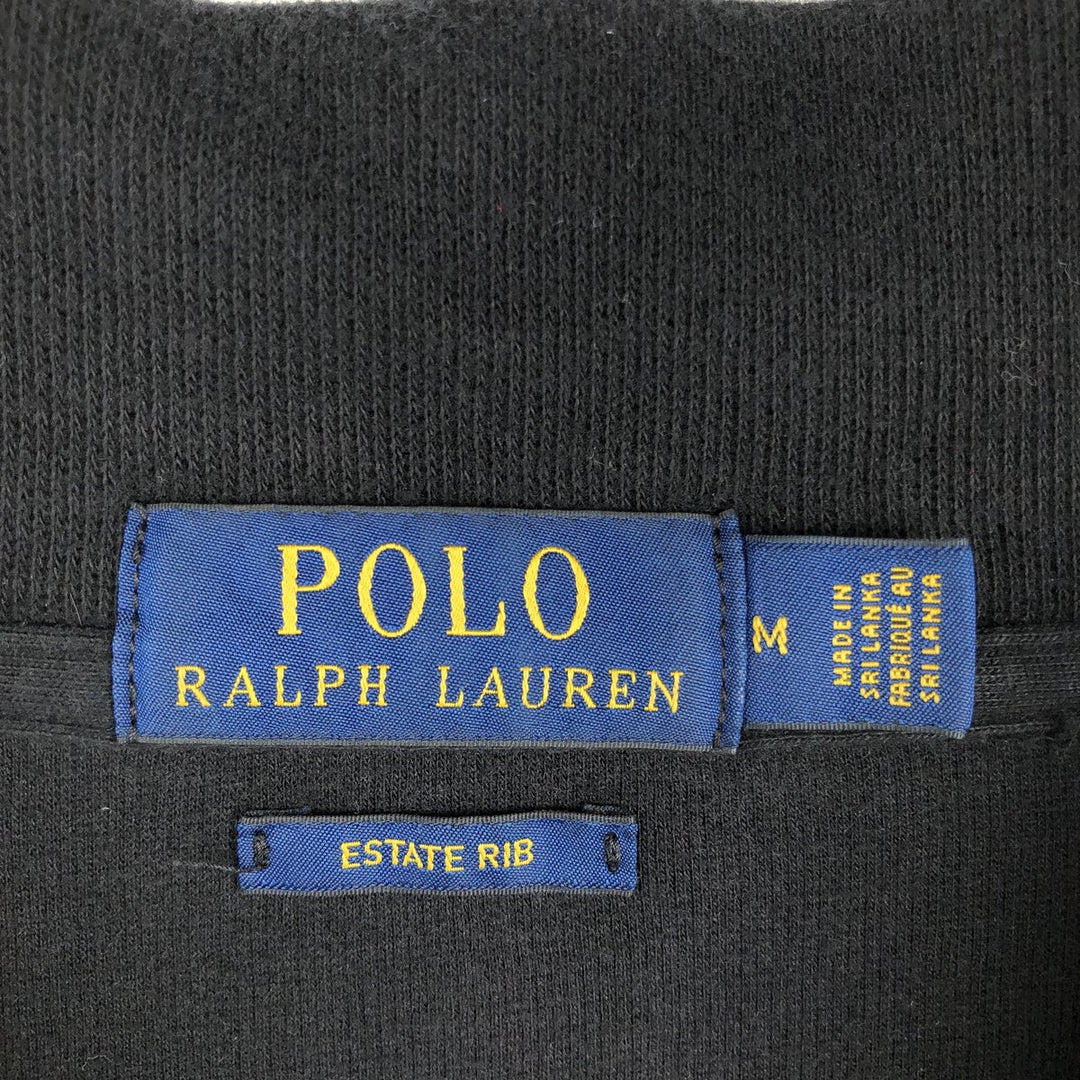 Ralph Lauren ESTATE RIB Half-Zip Sweatshirt (Men's Size M) cotton black type Vintage Second Hand