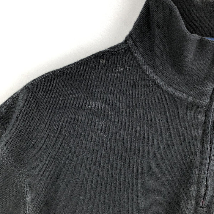 Ralph Lauren ESTATE RIB Half-Zip Sweatshirt (Men's Size M) cotton black type Vintage Second Hand