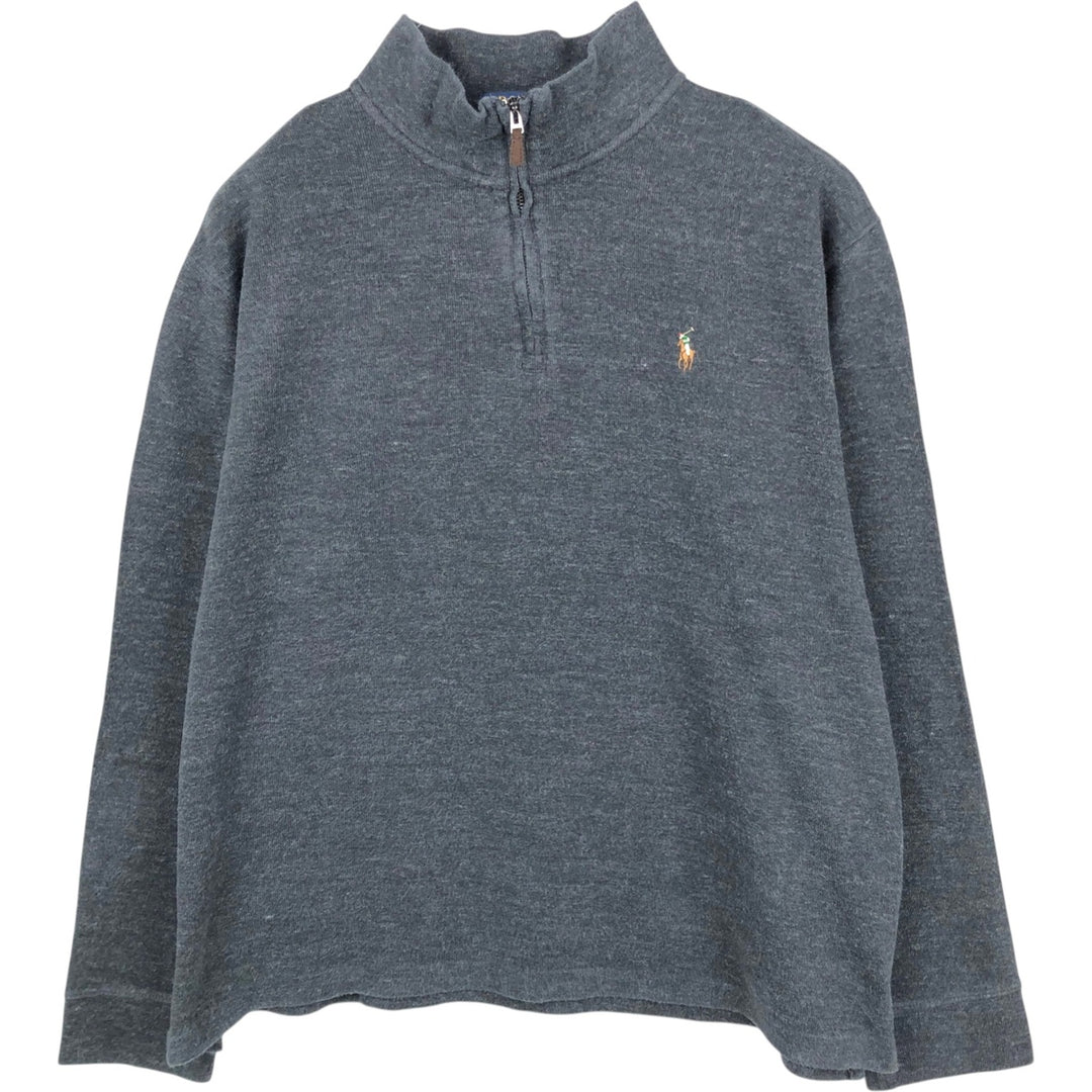 Ralph Lauren ESTATE RIB Half-Zip Sweatshirt (Men's Size L) cotton Charcoal Vintage Second Hand