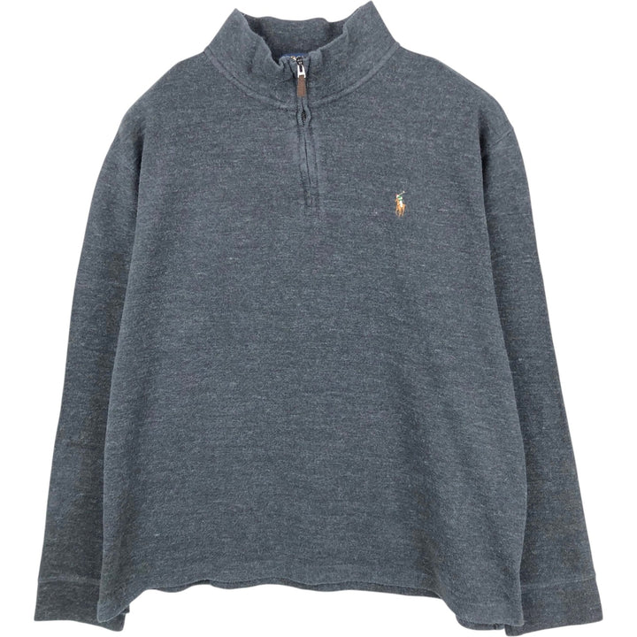 Ralph Lauren ESTATE RIB Half-Zip Sweatshirt (Men's Size L) cotton Charcoal Vintage Second Hand