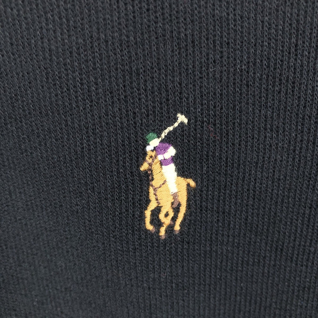 Ralph Lauren ESTATE RIB Half-Zip Sweatshirt (Men's Size L) cotton black type Vintage Second Hand