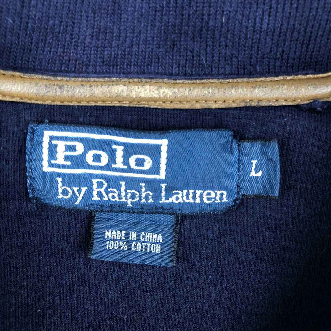 Ralph Lauren POLO by Ralph Lauren Half-Zip Sweatshirt, Men's Size L cotton navy blue type Vintage Second Hand