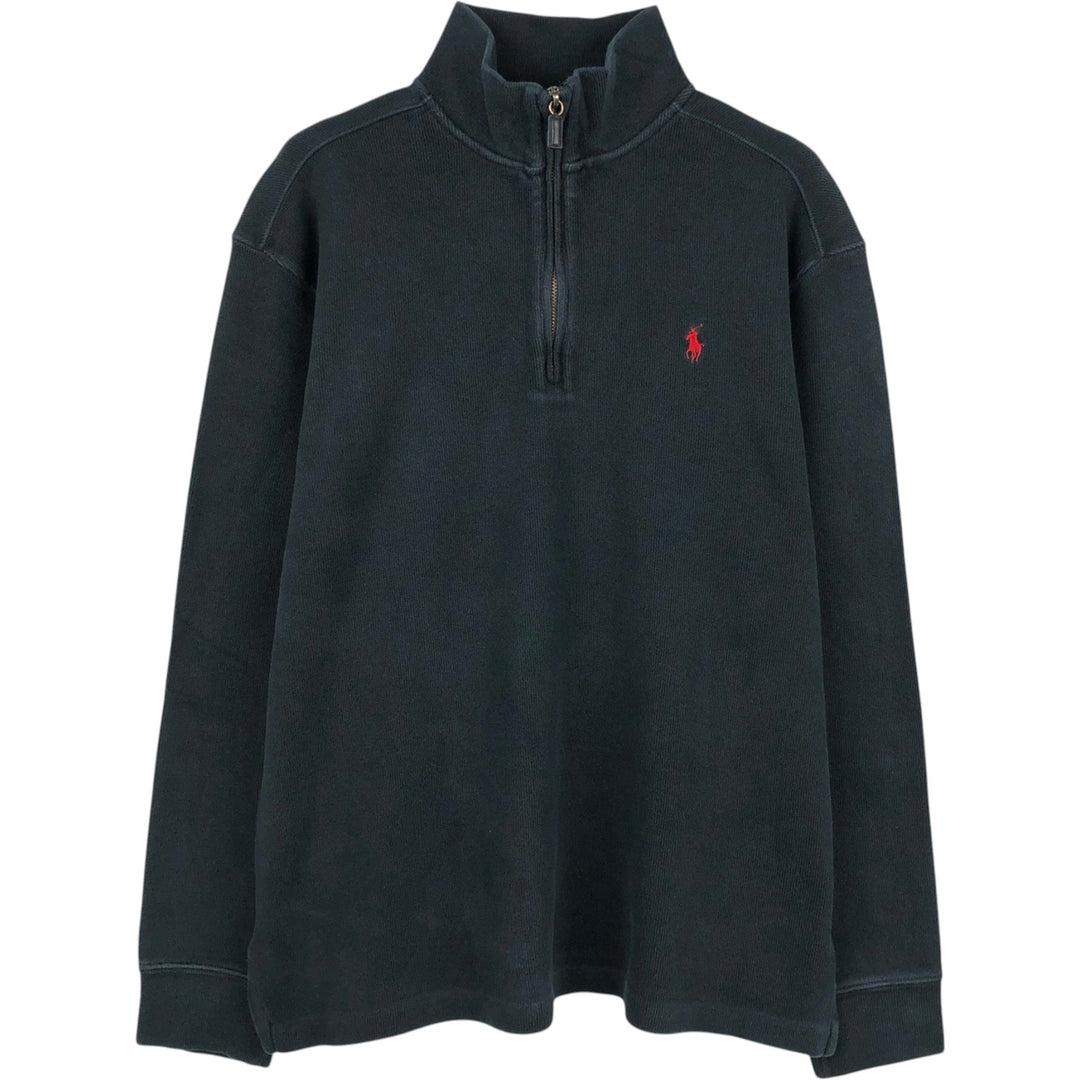 Ralph Lauren POLO by Ralph Lauren Half-Zip Sweatshirt, Men's M cotton black type Vintage Second Hand