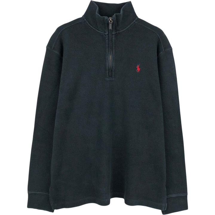 Ralph Lauren POLO by Ralph Lauren Half-Zip Sweatshirt, Men's M cotton black type Vintage Second Hand