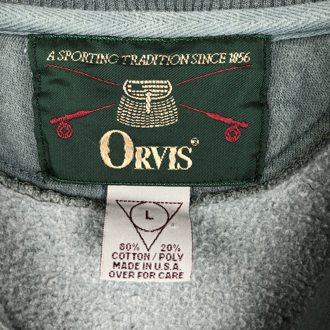 ~90'S Orvis Half-Zip Sweatshirt, Made in USA, Men's Size L (Equivalent), Vintage cotton green type Vintage Second Hand