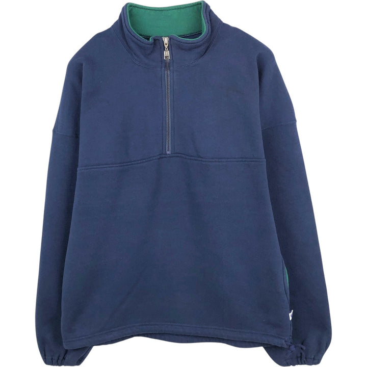 90'S Russell Athletic Half-Zip Sweatshirt, Made in USA, Men's Size L (Equivalent), Vintage cotton navy blue type Vintage Second Hand