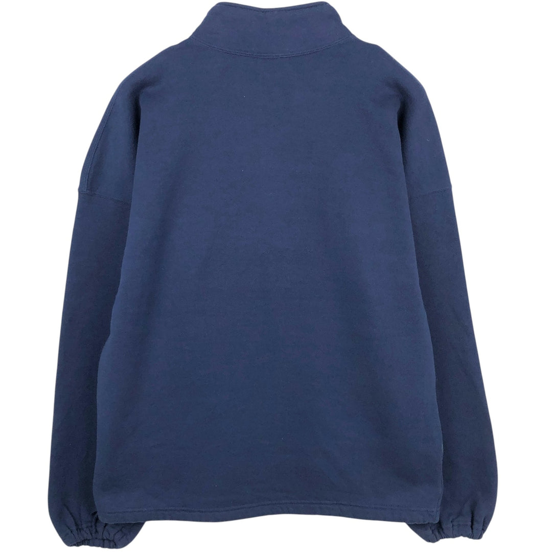 90'S Russell Athletic Half-Zip Sweatshirt, Made in USA, Men's Size L (Equivalent), Vintage cotton navy blue type Vintage Second Hand