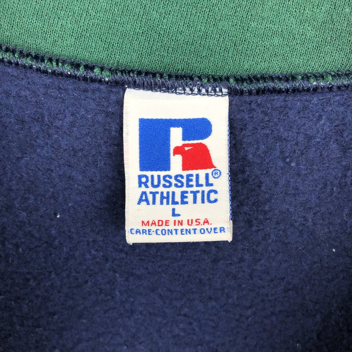 90'S Russell Athletic Half-Zip Sweatshirt, Made in USA, Men's Size L (Equivalent), Vintage cotton navy blue type Vintage Second Hand