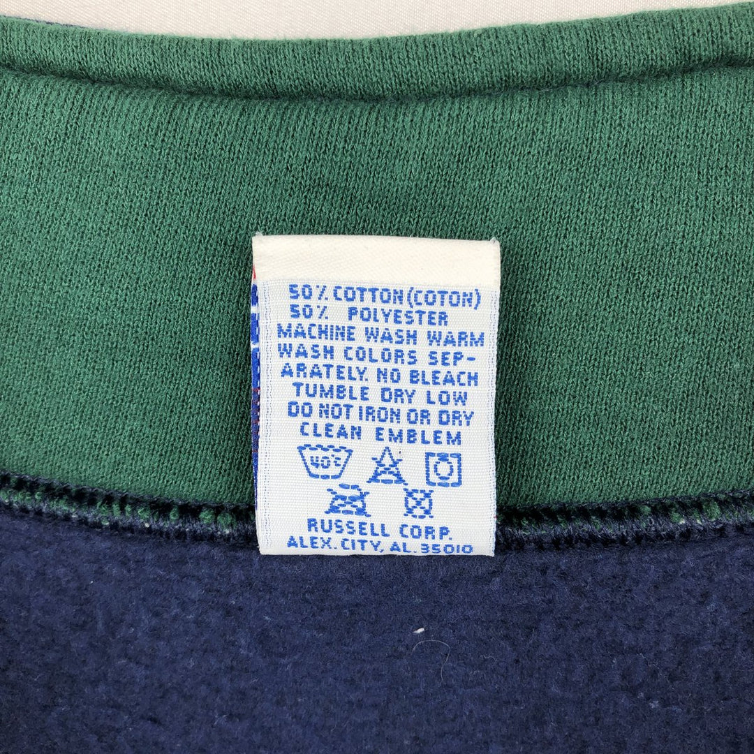 90'S Russell Athletic Half-Zip Sweatshirt, Made in USA, Men's Size L (Equivalent), Vintage cotton navy blue type Vintage Second Hand