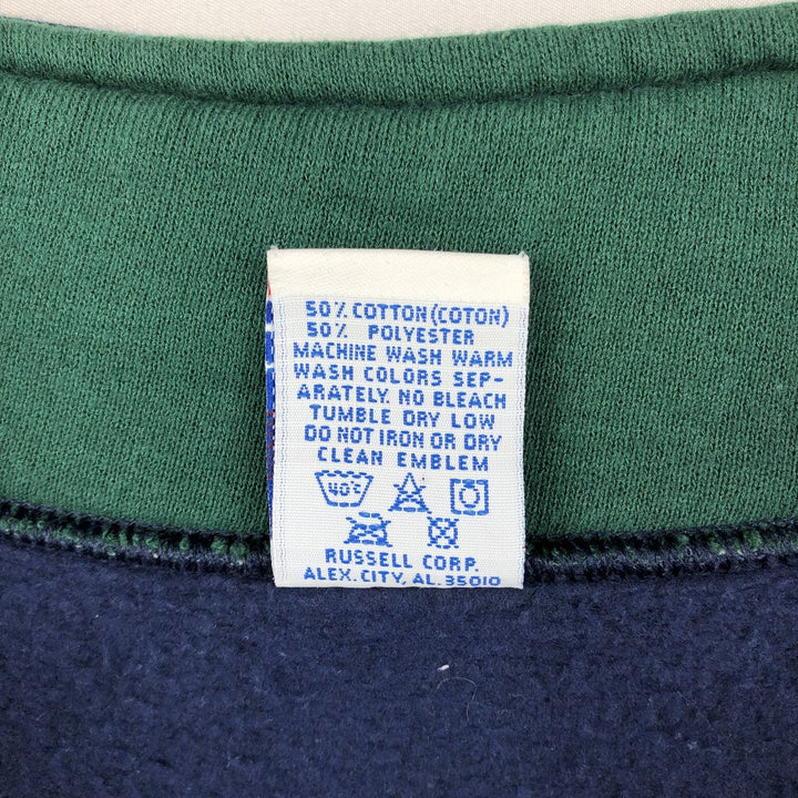 90'S Russell Athletic Half-Zip Sweatshirt, Made in USA, Men's Size L (Equivalent), Vintage cotton navy blue type Vintage Second Hand