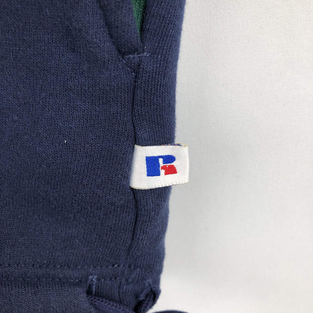 90'S Russell Athletic Half-Zip Sweatshirt, Made in USA, Men's Size L (Equivalent), Vintage cotton navy blue type Vintage Second Hand