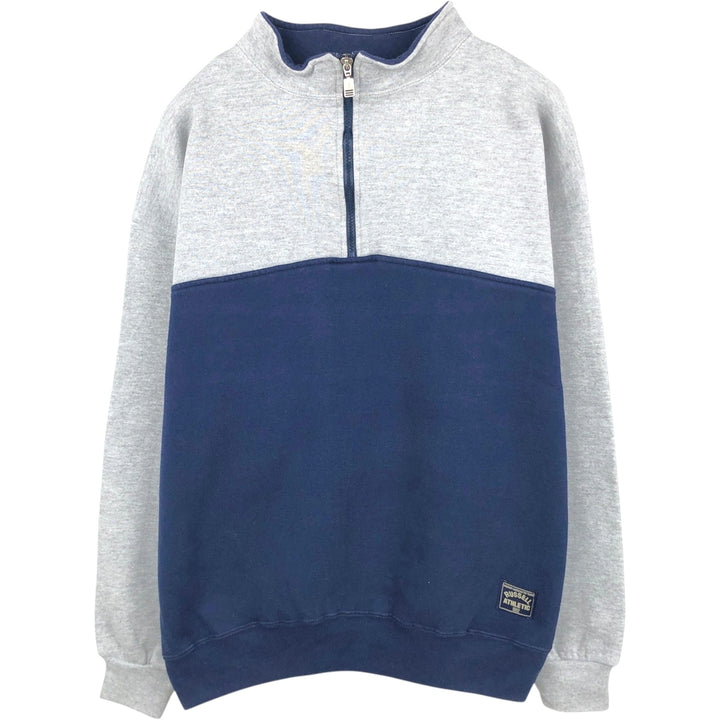 90'S Russell Athletic Two-Tone Half-Zip Sweatshirt, Made in USA, Men's XXL (approx.), Vintage cotton gray type Vintage Second Hand