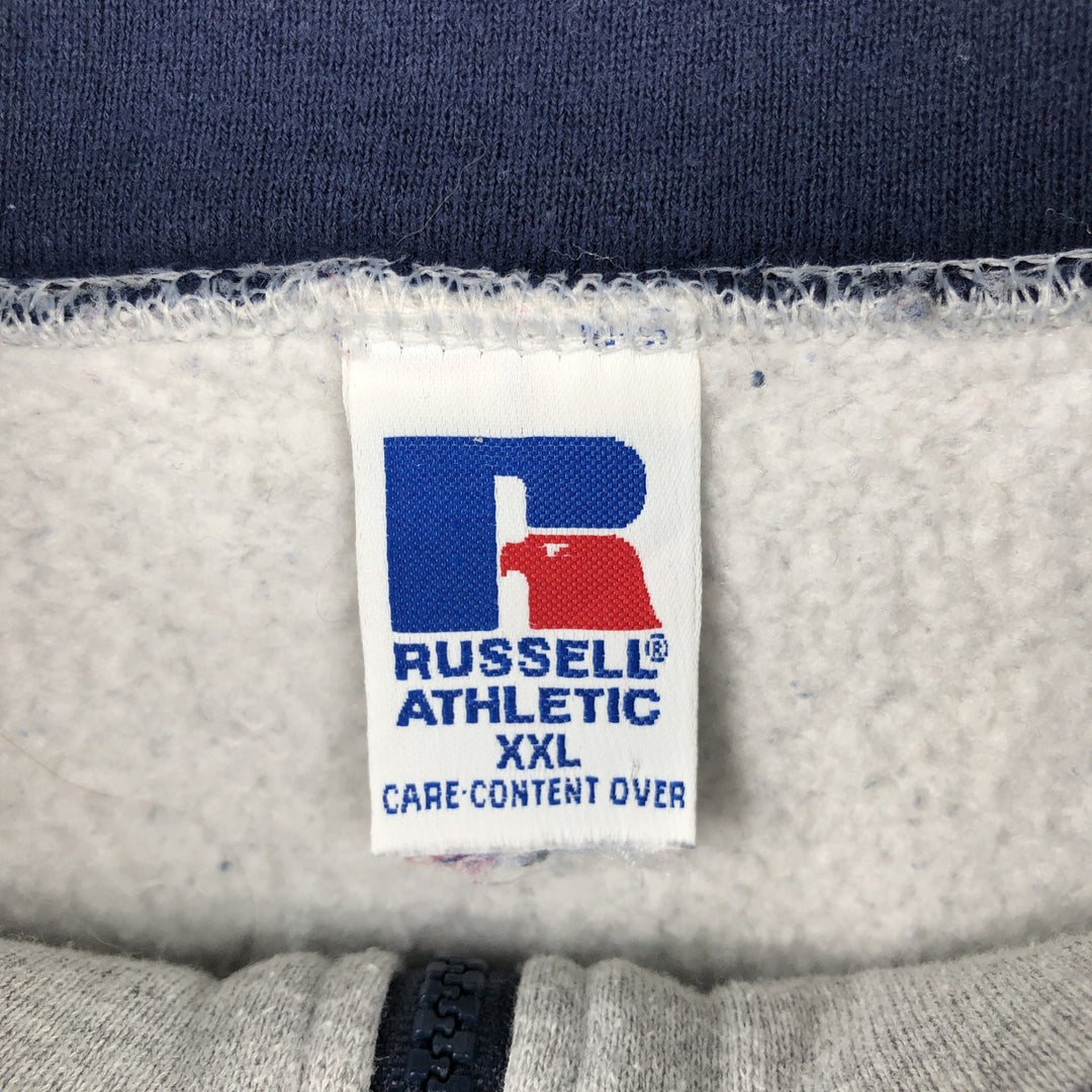 90'S Russell Athletic Two-Tone Half-Zip Sweatshirt, Made in USA, Men's XXL (approx.), Vintage cotton gray type Vintage Second Hand
