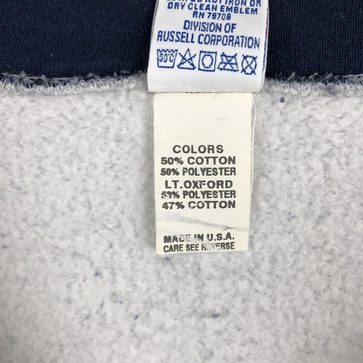 90'S Russell Athletic Two-Tone Half-Zip Sweatshirt, Made in USA, Men's XXL (approx.), Vintage cotton gray type Vintage Second Hand
