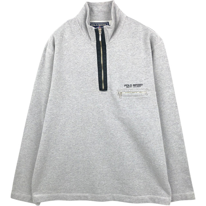 Ralph Lauren POLO SPORT half-zip sweatshirt, men's size L cotton gray type Vintage Second Hand