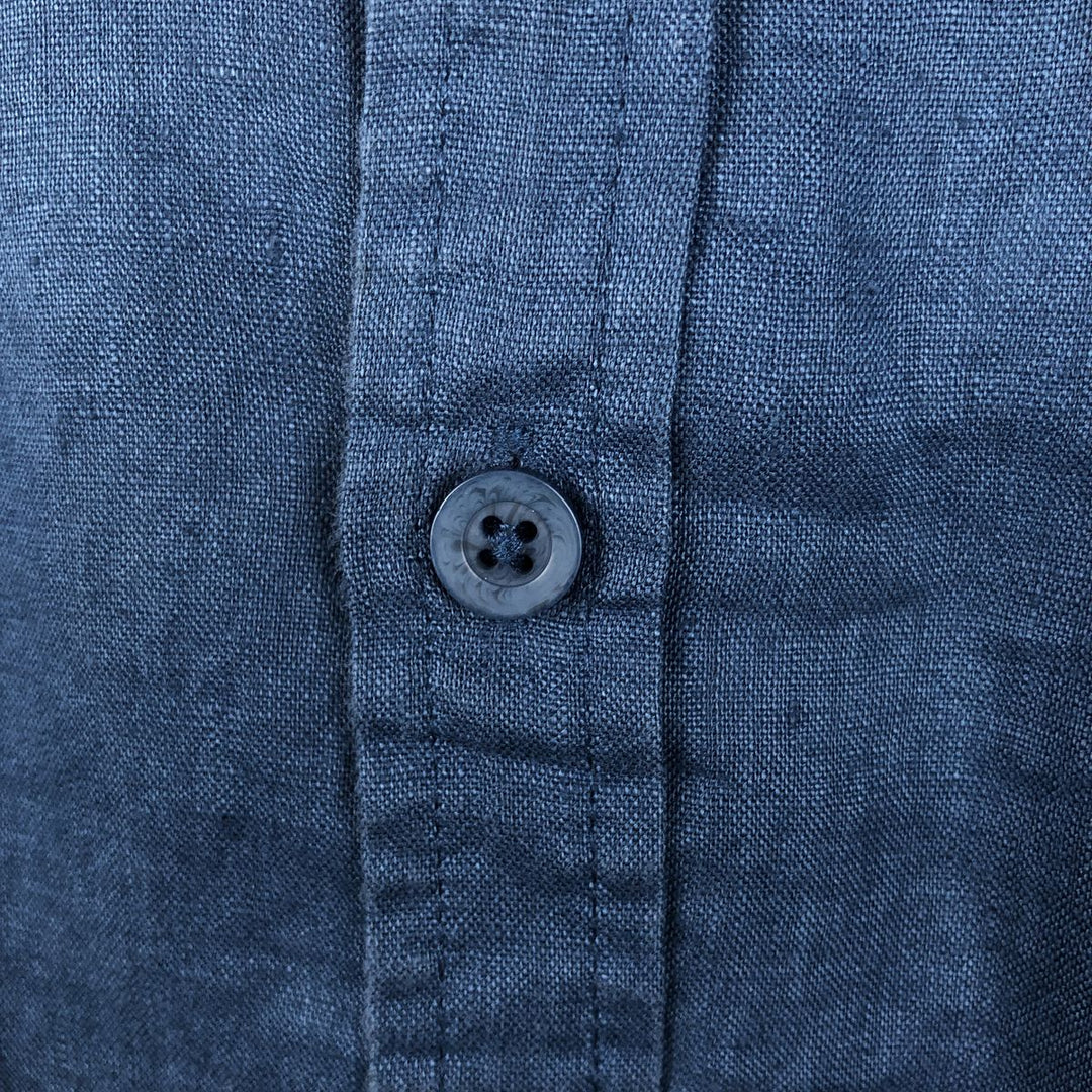 CUBAVERA Long-Sleeve Mexican Shirt, Cuban Shirt, Boxy Shirt, Men's Size S (approx.) linen navy blue type Vintage Second Hand