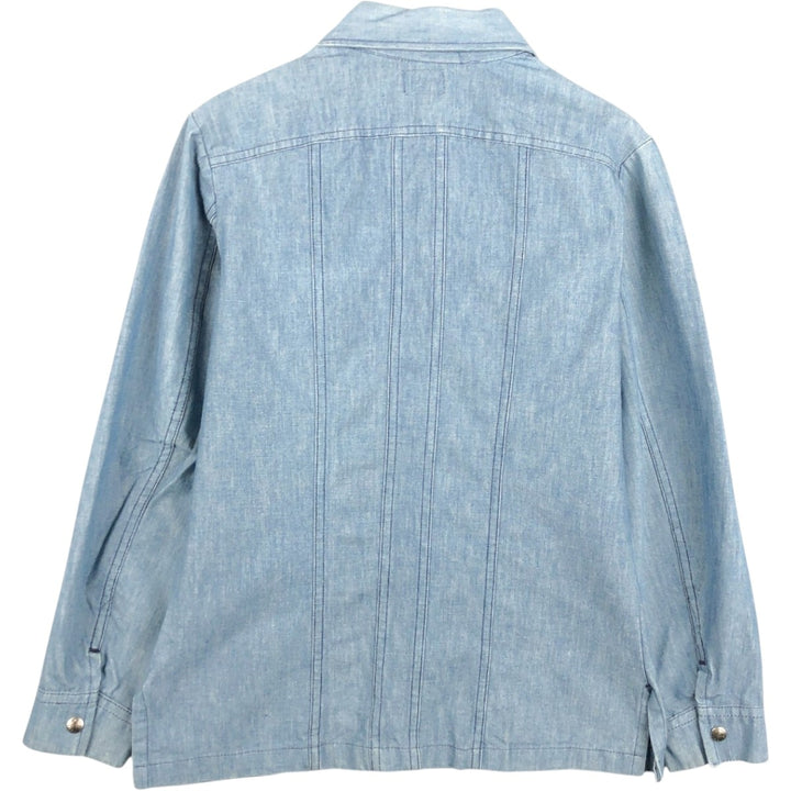 1970'S Lee Long-Sleeve Shirt Jacket, Made in USA, Men's Size M (approx.), Vintage cotton blue type Vintage Second Hand