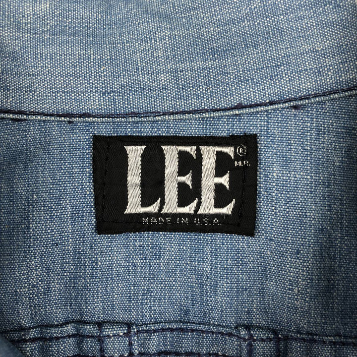 1970'S Lee Long-Sleeve Shirt Jacket, Made in USA, Men's Size M (approx.), Vintage cotton blue type Vintage Second Hand