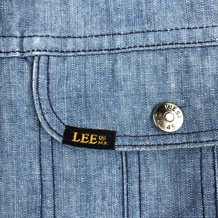 1970'S Lee Long-Sleeve Shirt Jacket, Made in USA, Men's Size M (approx.), Vintage cotton blue type Vintage Second Hand