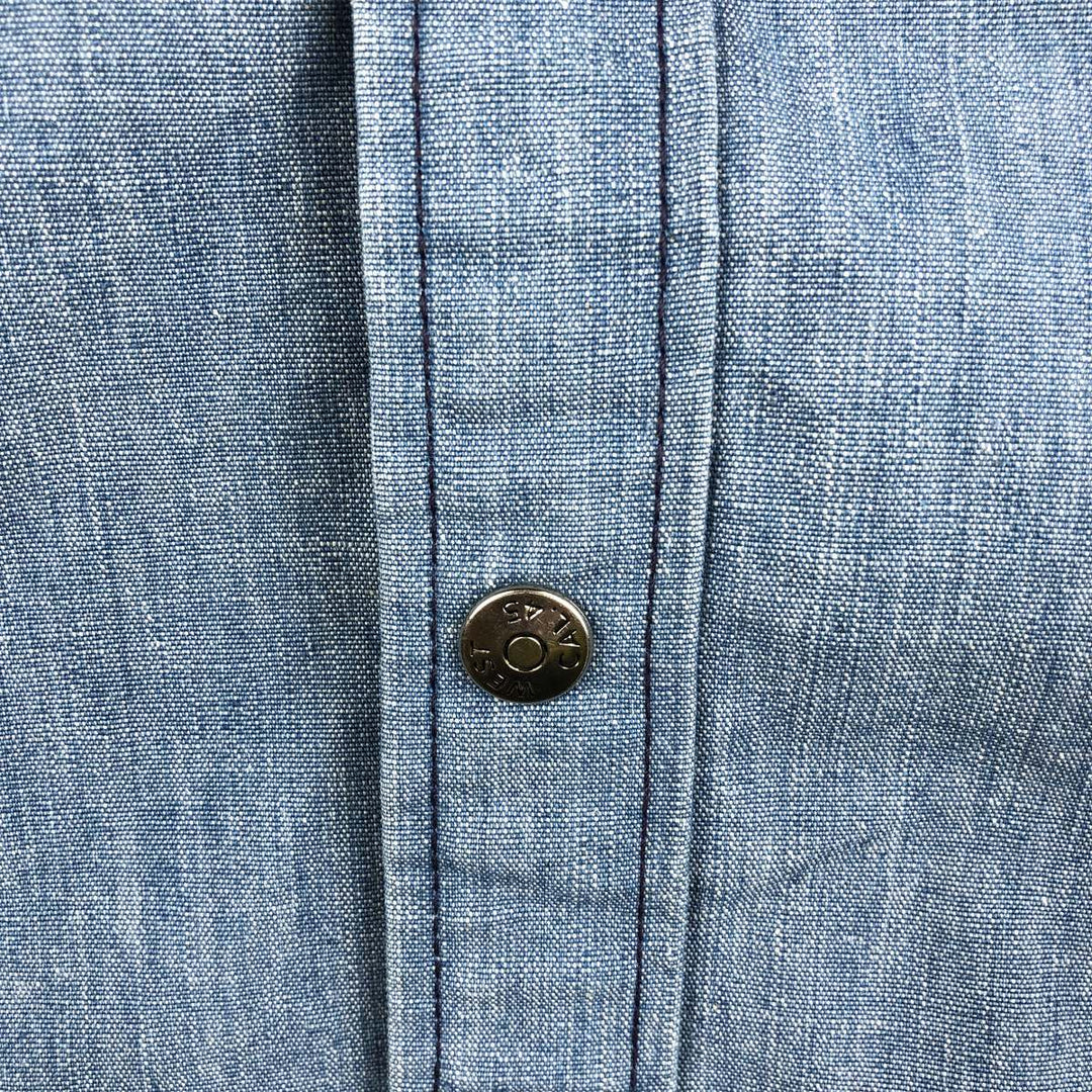 1970'S Lee Long-Sleeve Shirt Jacket, Made in USA, Men's Size M (approx.), Vintage cotton blue type Vintage Second Hand
