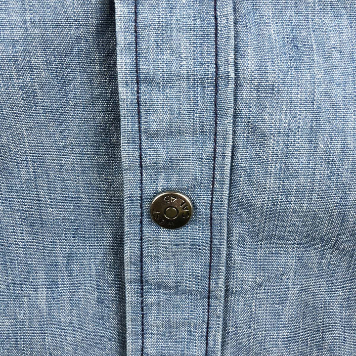 1970'S Lee Long-Sleeve Shirt Jacket, Made in USA, Men's Size M (approx.), Vintage cotton blue type Vintage Second Hand