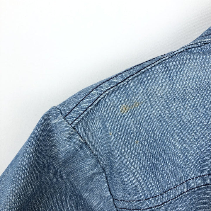 1970'S Lee Long-Sleeve Shirt Jacket, Made in USA, Men's Size M (approx.), Vintage cotton blue type Vintage Second Hand
