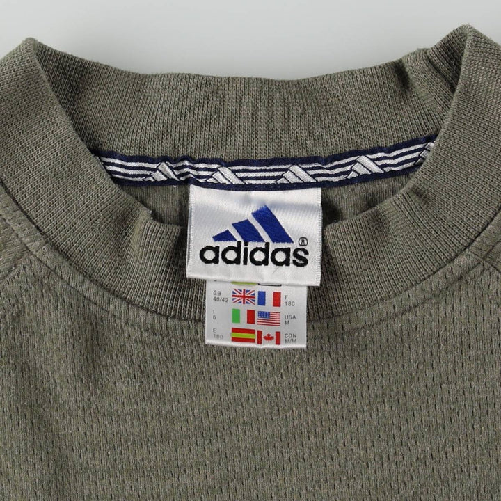 90s-00'S Adidas one-point logo sweatshirt, men's size L equivalent, vintage. cotton Khaki type Vintage Second Hand